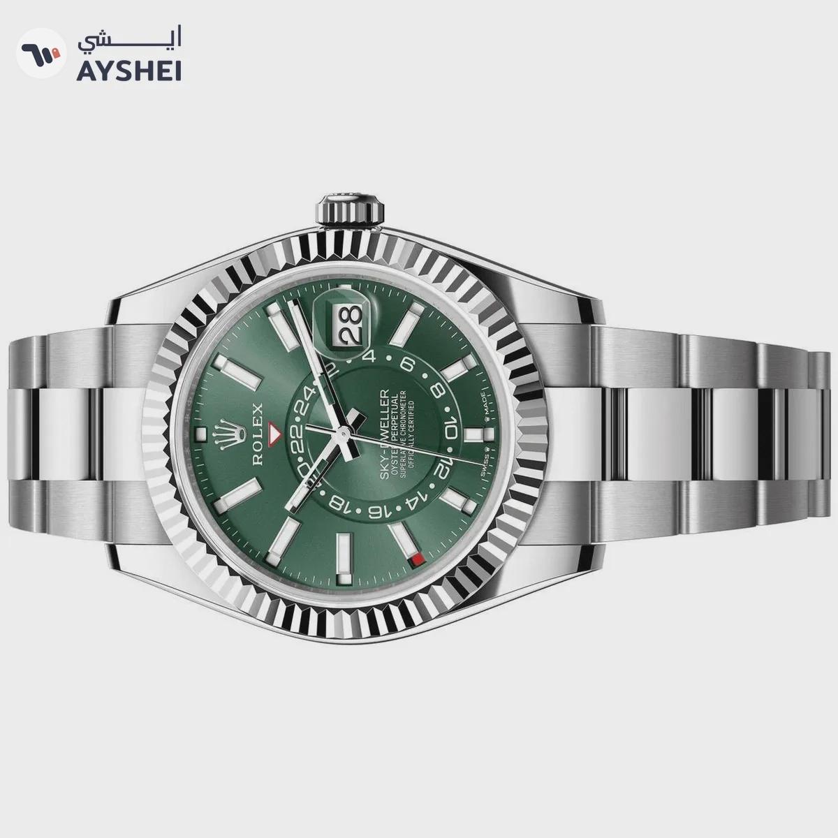 Rolex Sky-Dweller Steel & White gold Mint Green Dial Oyster bracelet-1-portrait