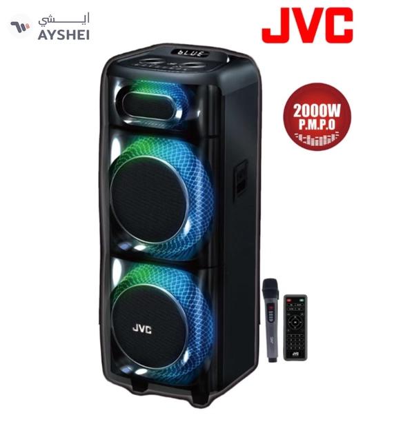JVC Portable Bluetooth Party Speaker /2000W PMPO Output/ 10"*2 Speaker/8000 mAh Power Battery with Wireless Microphone and Remote control-XS-N178 XS-N178 Black