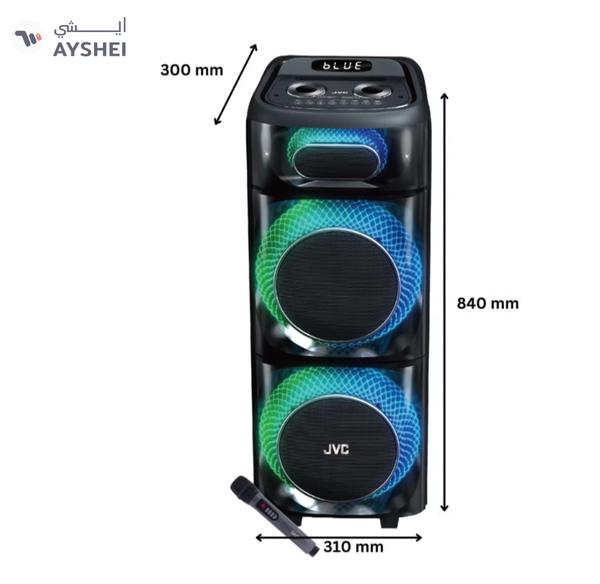 JVC Portable Bluetooth Party Speaker /2000W PMPO Output/ 10"*2 Speaker/8000 mAh Power Battery with Wireless Microphone and Remote control-XS-N178 XS-N178 Black