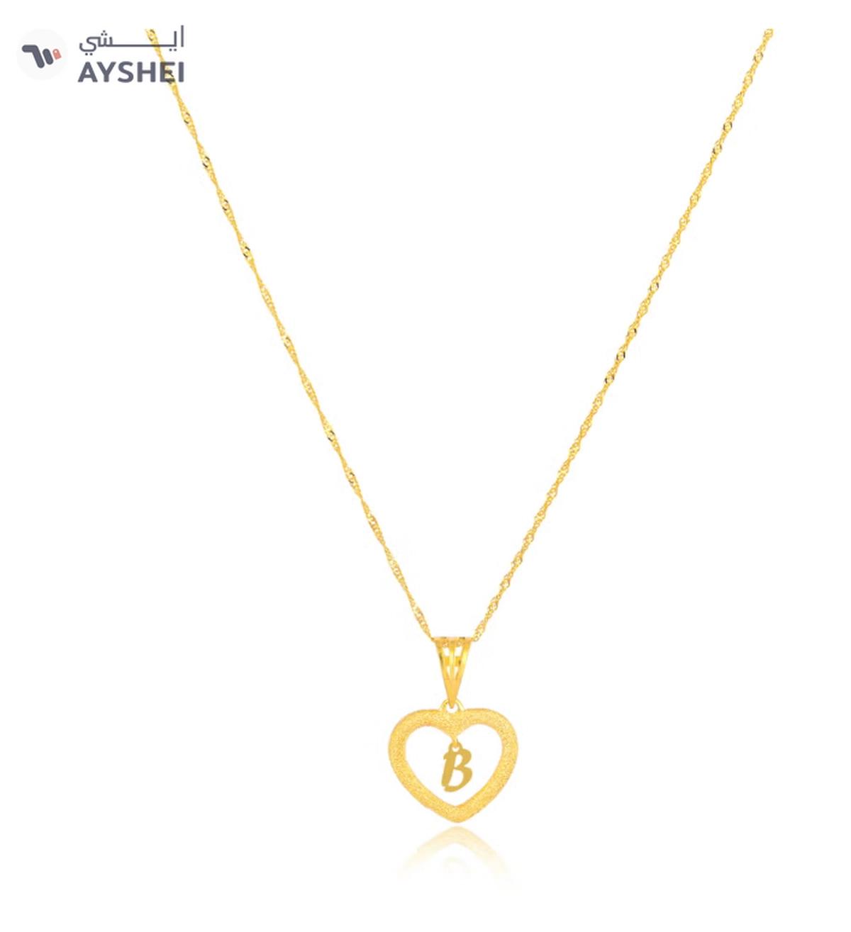 Beautifully Crafted 22K Gold Heart Necklace with 'B'-1-1
