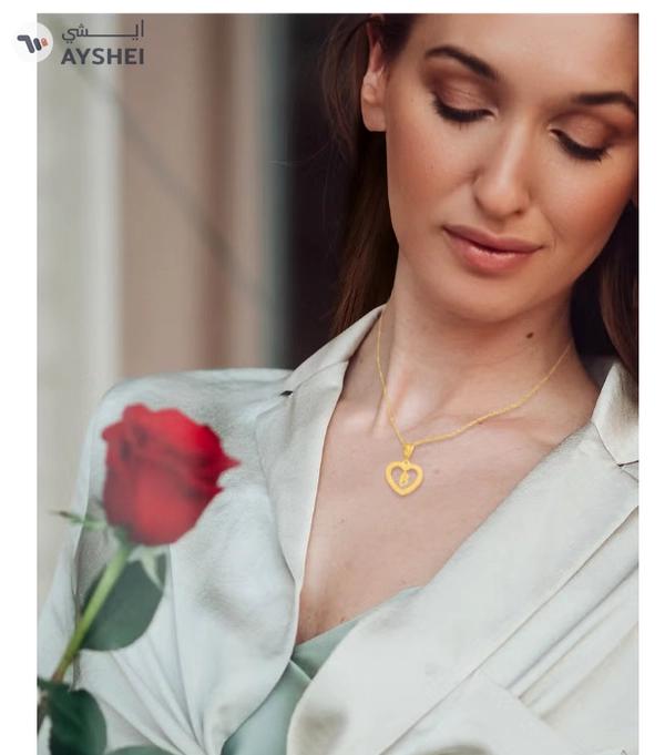 Beautifully Crafted 22K Gold Heart Necklace with 'B'