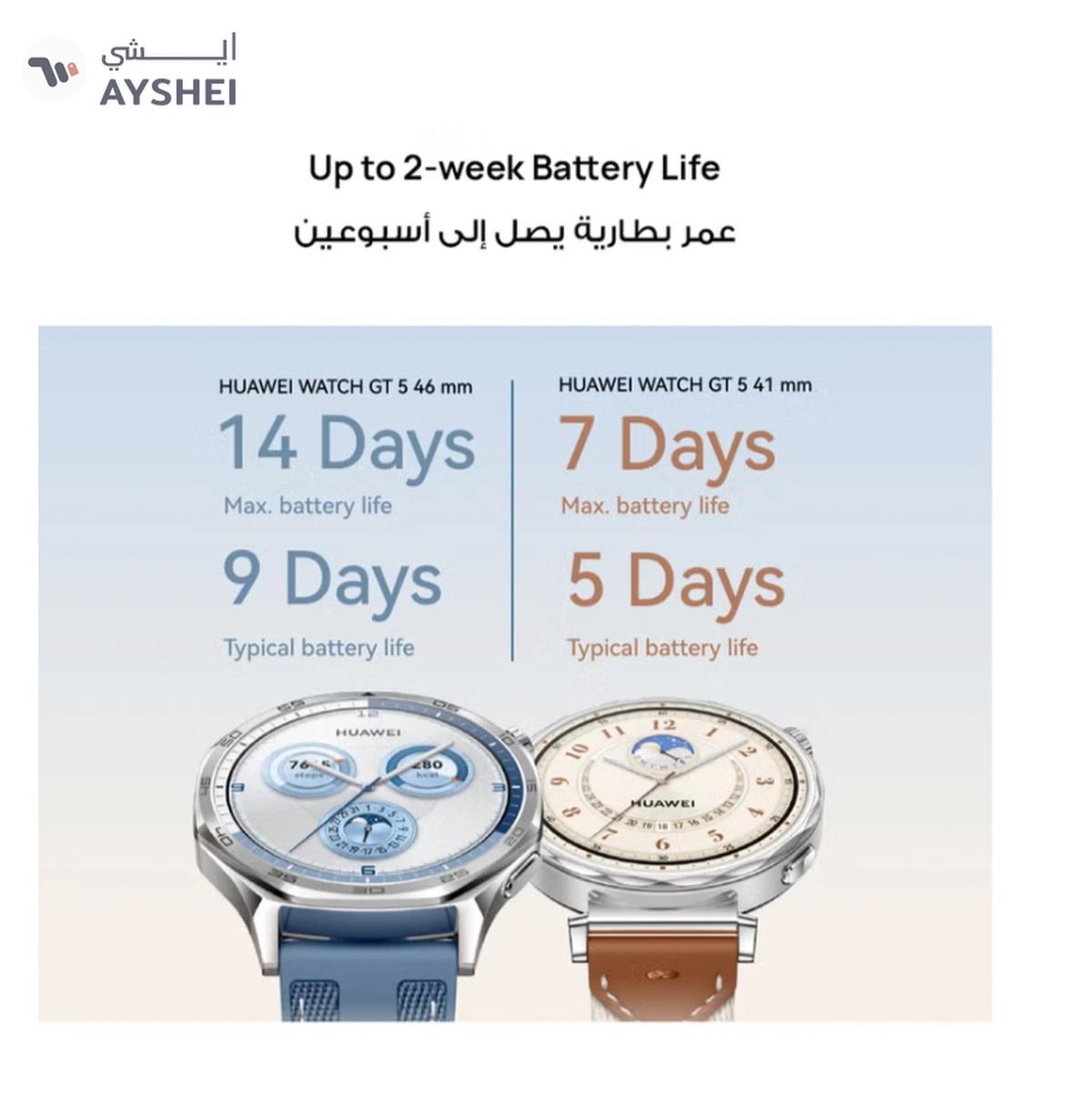 Huawei Watch GT 5 46mm Smartwatch, up to 14 Days Battery Life, All-new Running and Cycling Experience, Sharp-Edged Design Watch, Health Tracking, Compatible with iOS and Android - Fluoroelastomer Strap Black-6-6