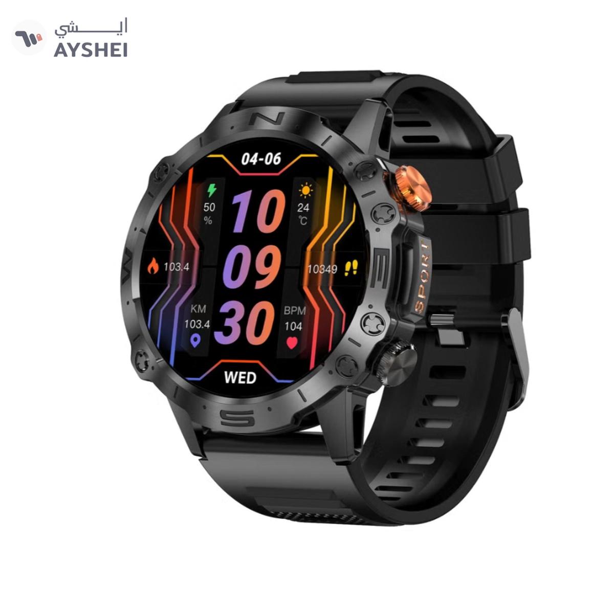 Armfit Dome Smartwatch For Men, AMOLED Always On Display Bluetooth Calling Waterproof Fitness Watches Compatible With Android iOS Black-0-landscape