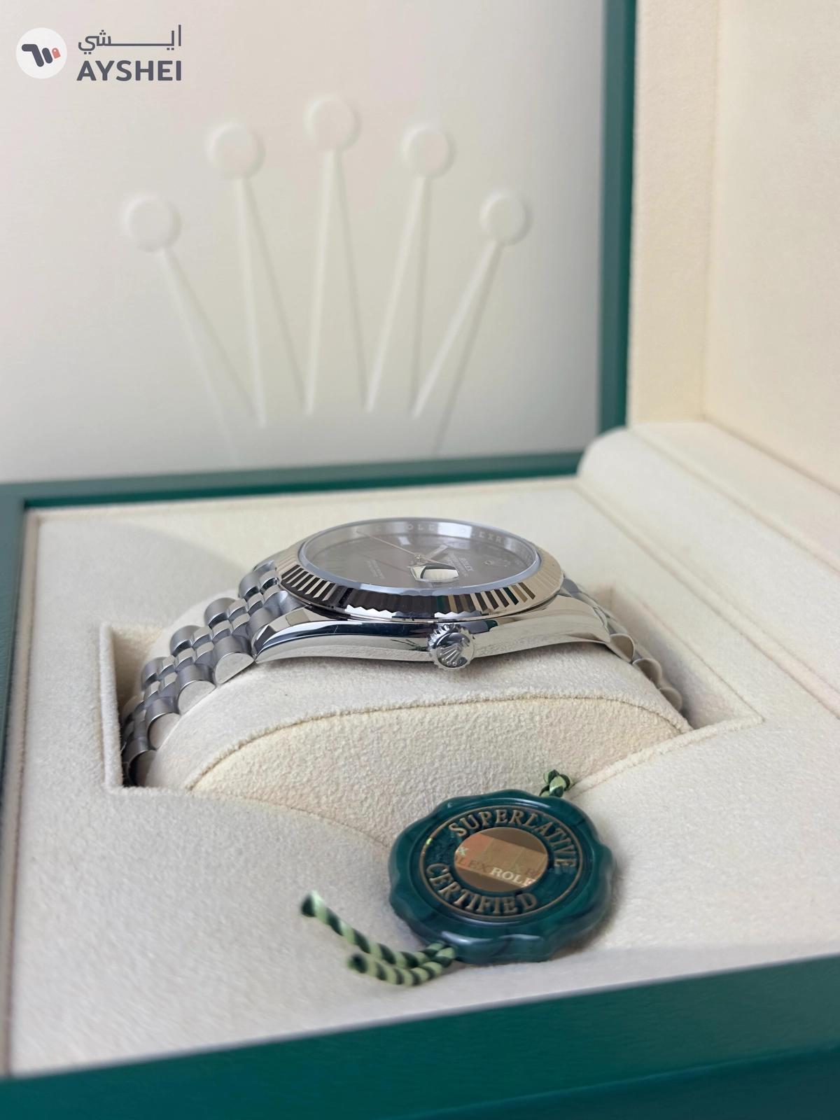 Rolex Datejust 41mm Steel & White gold Wimbledon dial Jubilee bracelet-3-3