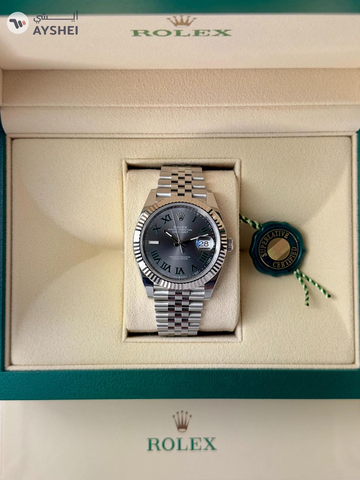 Rolex Datejust 41mm Steel & White gold Wimbledon dial Jubilee bracelet-6-6